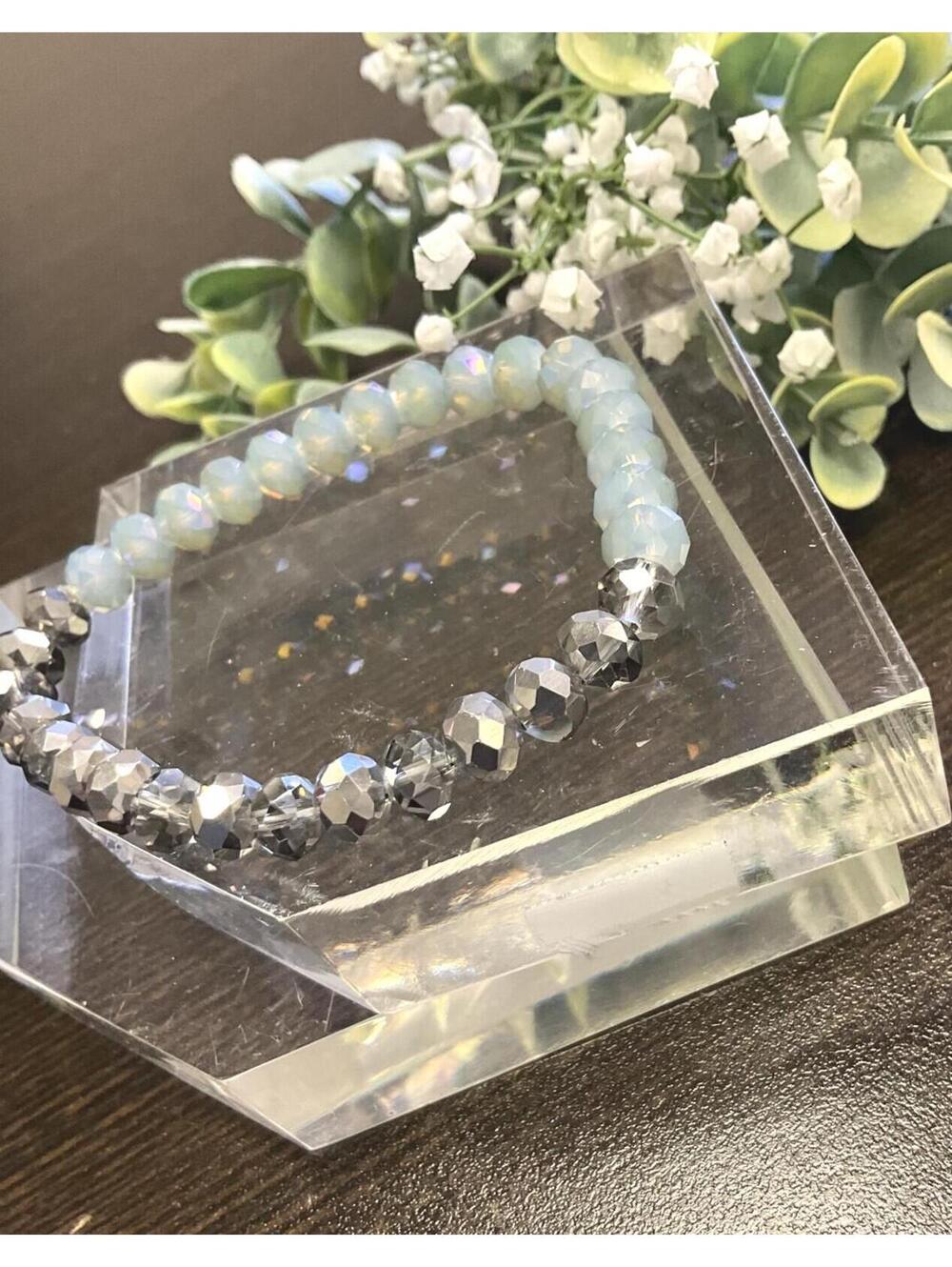 Erimish Blue Gray Extended Length Stretch Bracelet